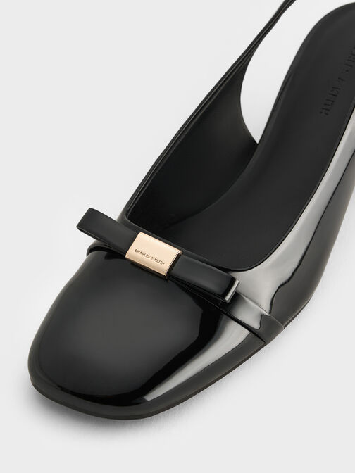 Dorian Patent Bow Block-Heel Slingback Pumps, Black Patent, hi-res