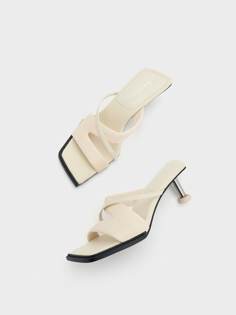 Crossover Sculptural Heel Sandals, Chalk, hi-res