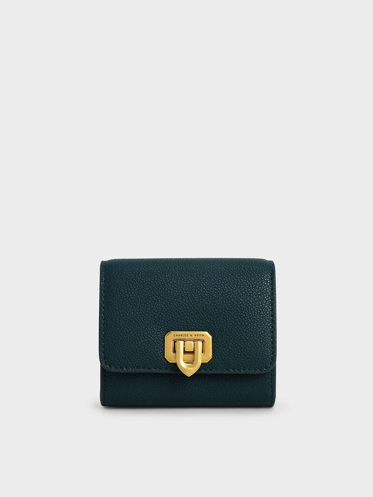 Classic Push-Lock Mini Wallet, Green, hi-res
