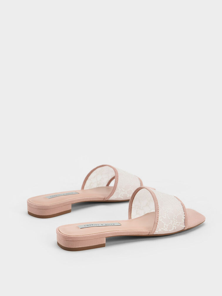 Sandalias Planas de Malla con Detalles de Cuentas, Nude, hi-res
