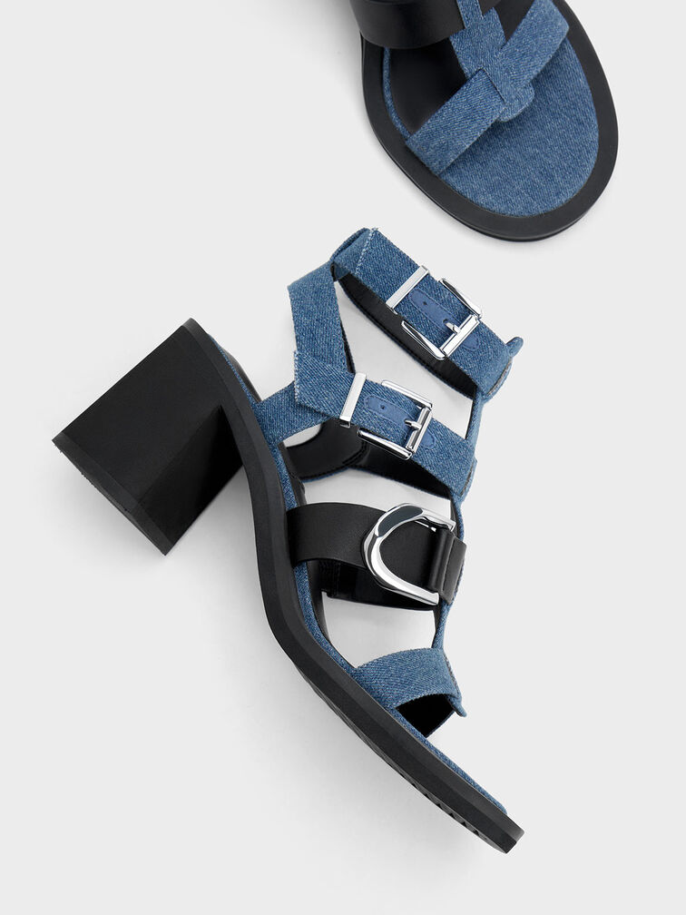 Gabine Denim Gladiator Sandals, Blue, hi-res