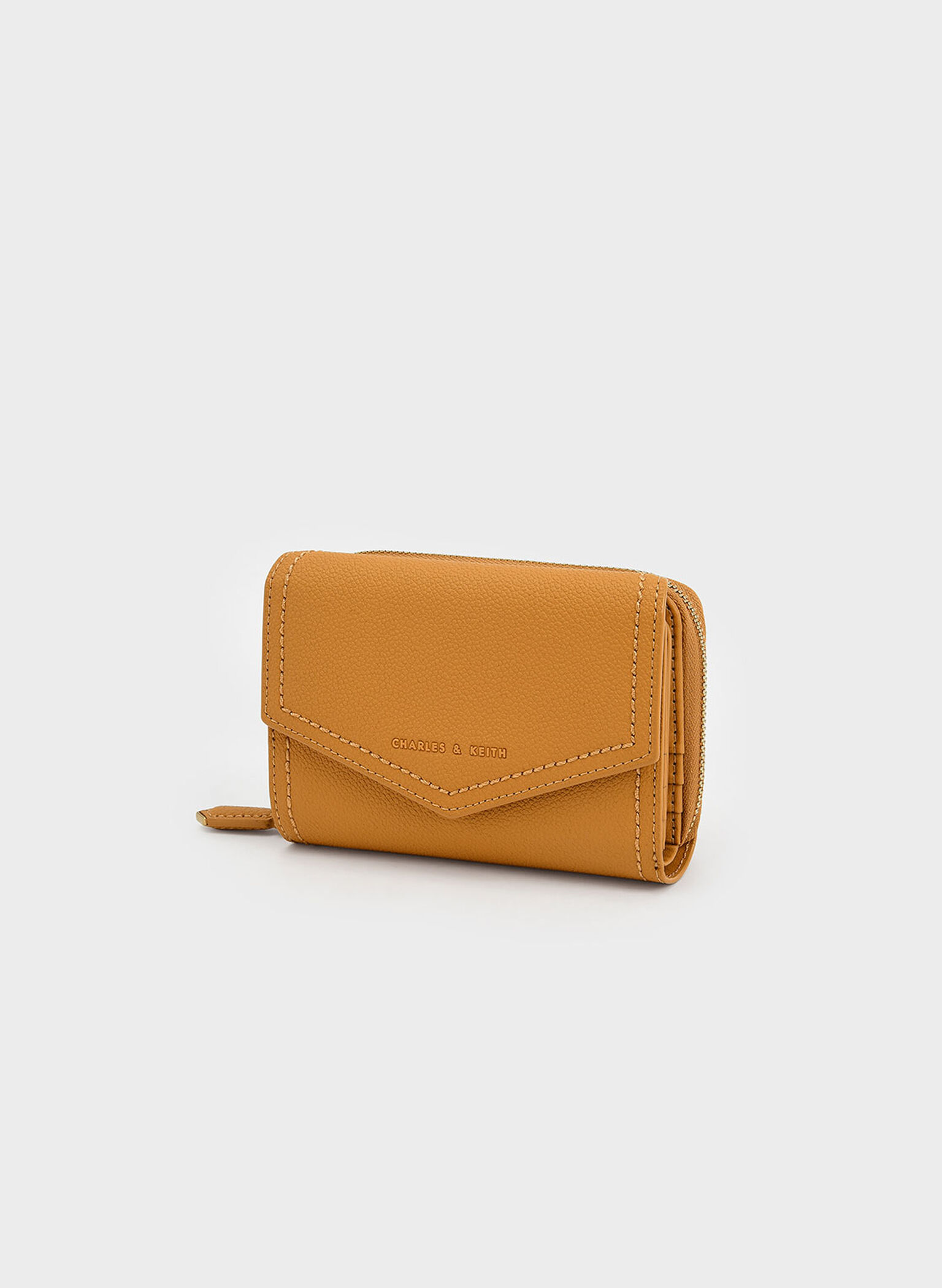 Orange Stitch Trim Envelope Wallet - CHARLES & KEITH US