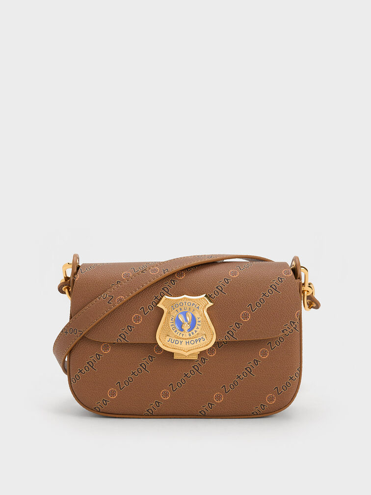 Judy Hopps Metallic Accent Shoulder Bag, Brown, hi-res