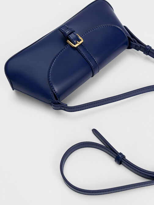 Annelise Double Belted Shoulder Bag, Navy, hi-res