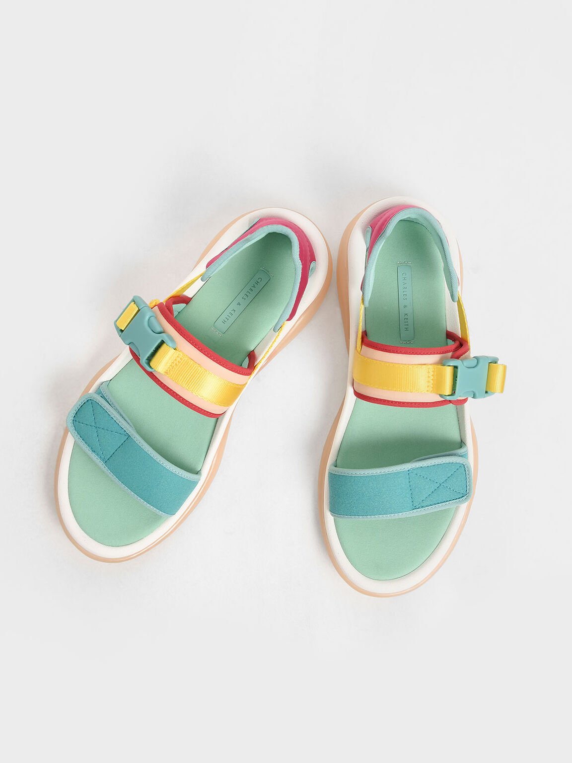 Strappy Chunky Sandals, Teal, hi-res
