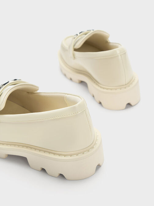兒童厚底金屬釦樂福鞋, 石灰白, hi-res