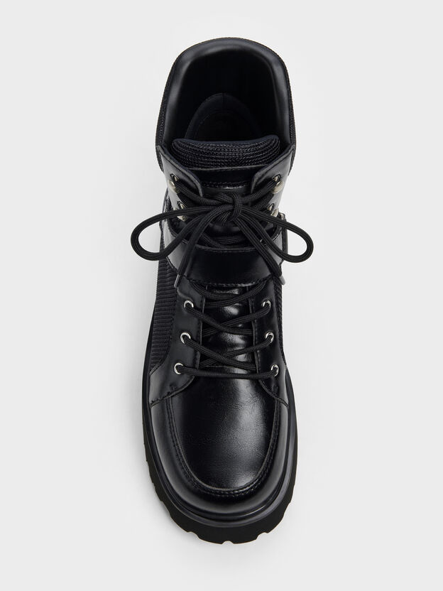 Botas militares de plataforma Eliot, Negro, hi-res