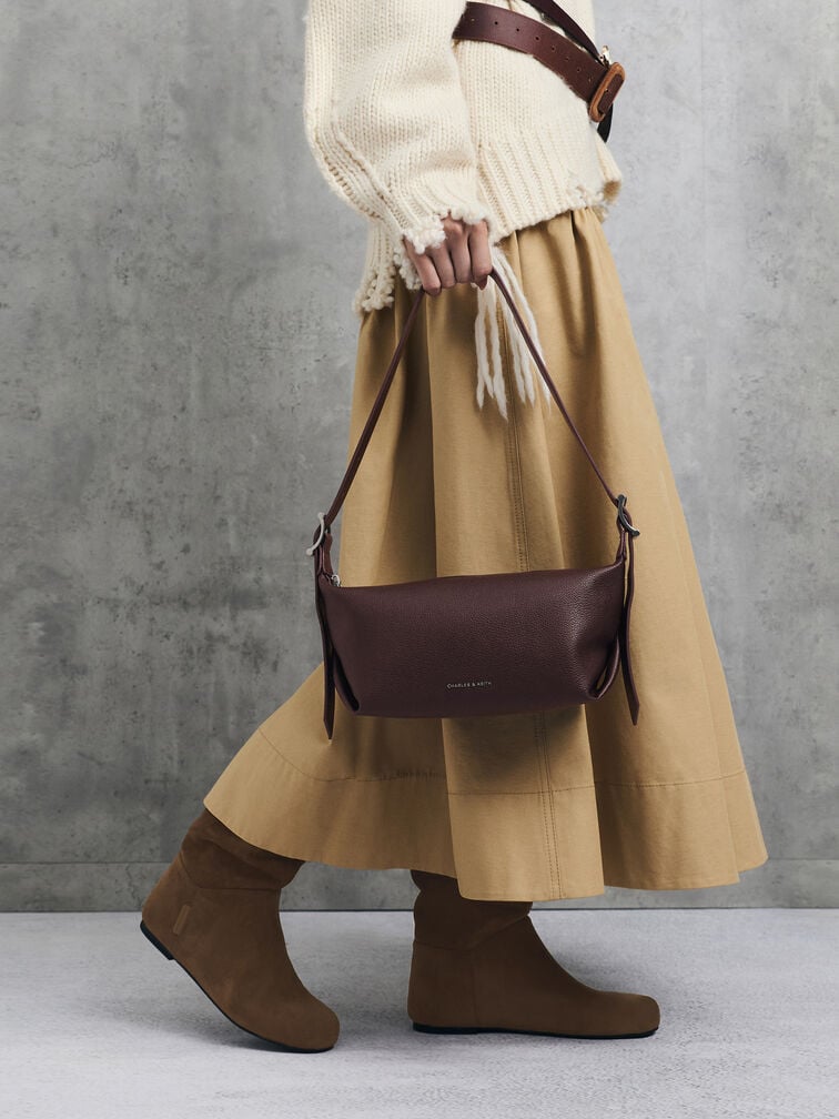 Sac à bandoulière souple à boucle Larsen, Plum, hi-res