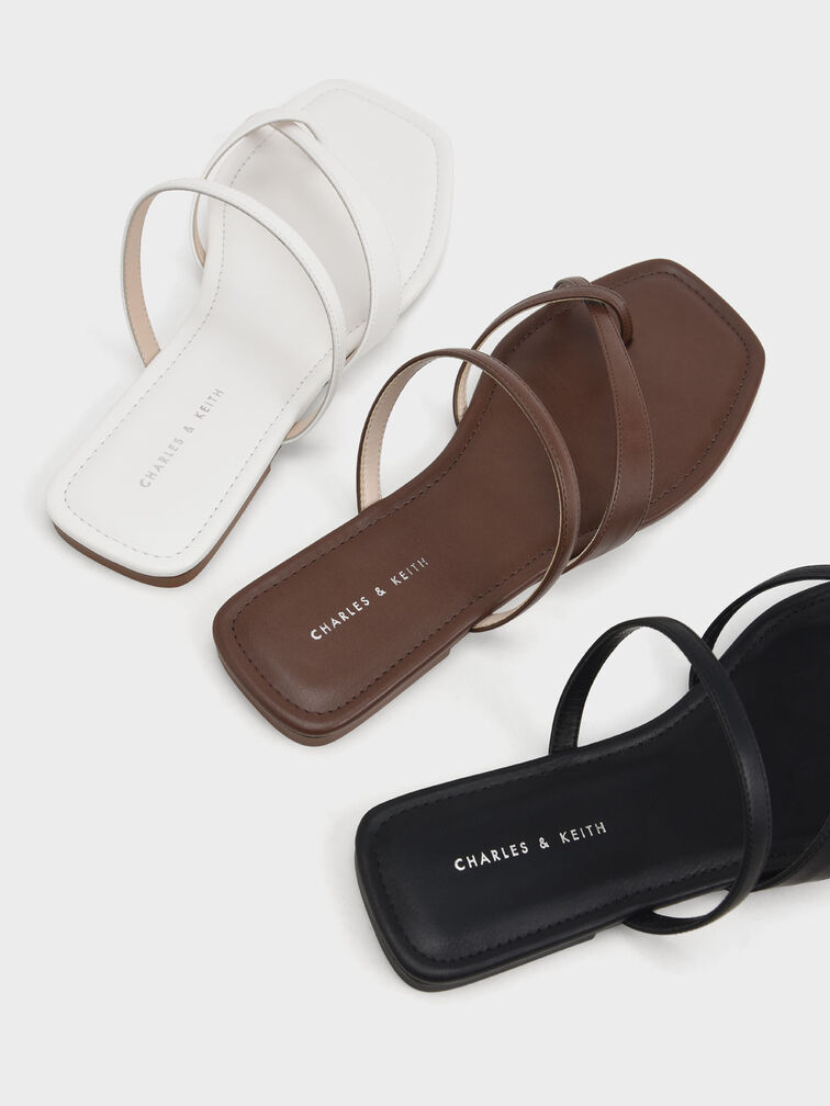 Toe-Loop Slide Sandals, Black, hi-res