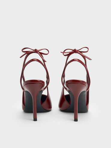 Back-Bow Slingback Pumps, Burgundy, hi-res