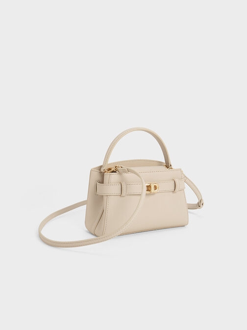 Aubrielle Metallic-Buckle Top Handle Bag, Oat, hi-res