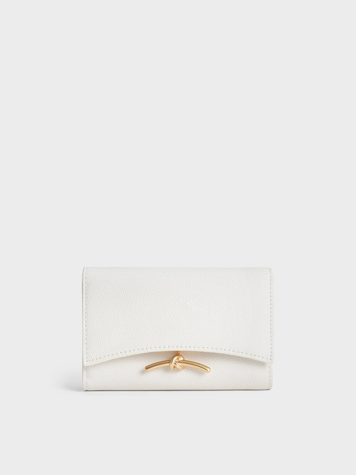 Huxley Metallic Accent Front Flap Wallet, White, hi-res