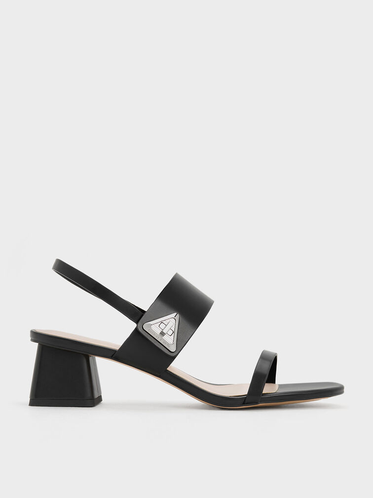 Trice Metallic Accent Block Heel Sandals, Black, hi-res