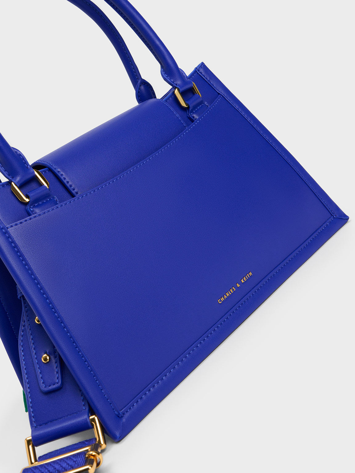 Roza Scarf Quilted Trapeze Bag, Cobalt, hi-res