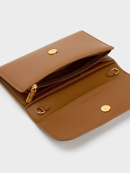 Front Flap Long Wallet, Chocolate, hi-res