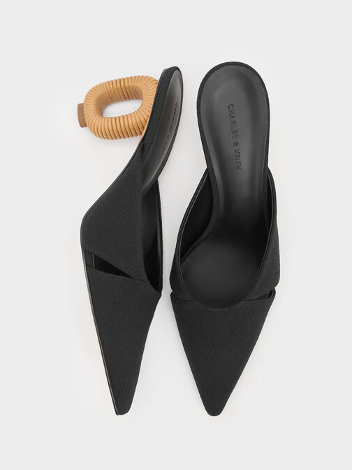 尖頭穆勒圓環跟鞋, 黑色特別款, hi-res