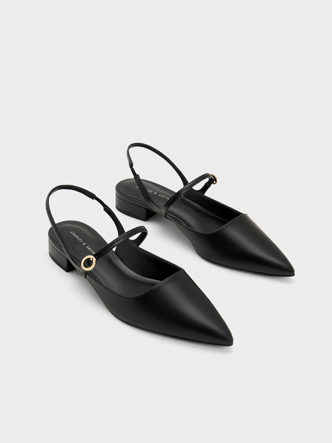 Black Slingback Mary Jane Flats - CHARLES & KEITH KH