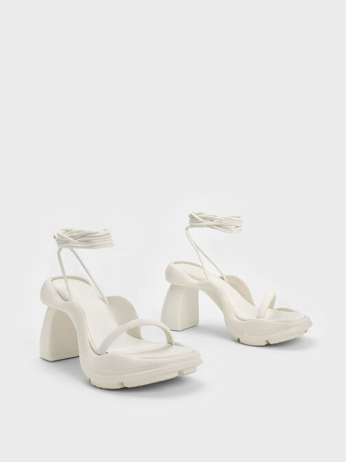 Leila Tie-Around Sculptural Sandals, Cream, hi-res