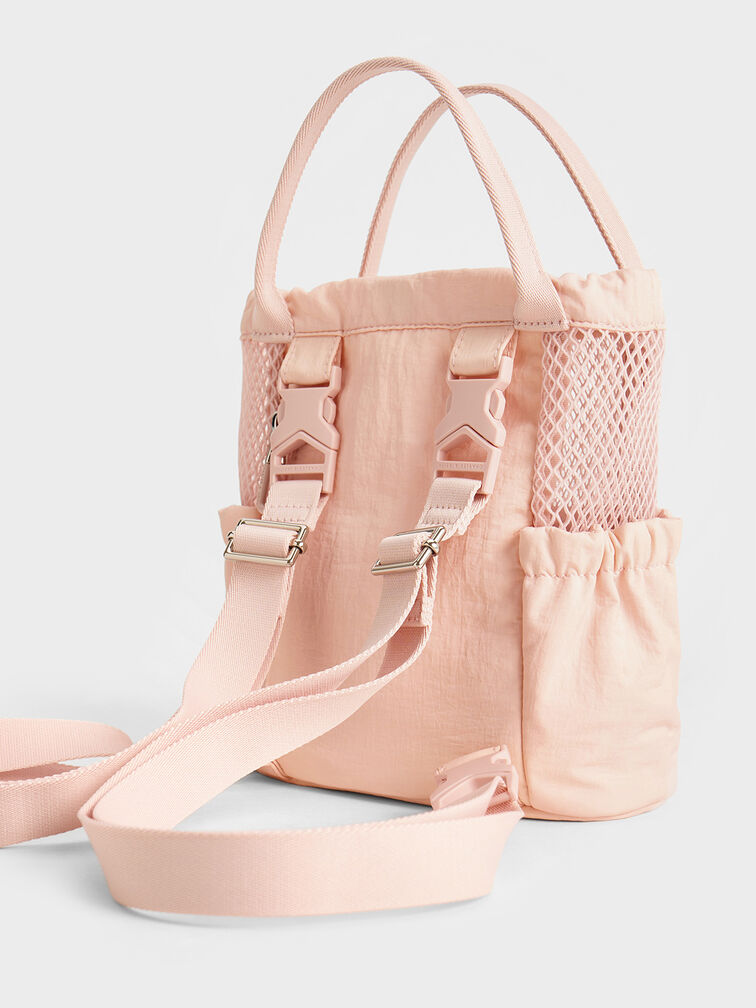 Bolso bombonera Terra de malla y nylon, Rosa pálido, hi-res