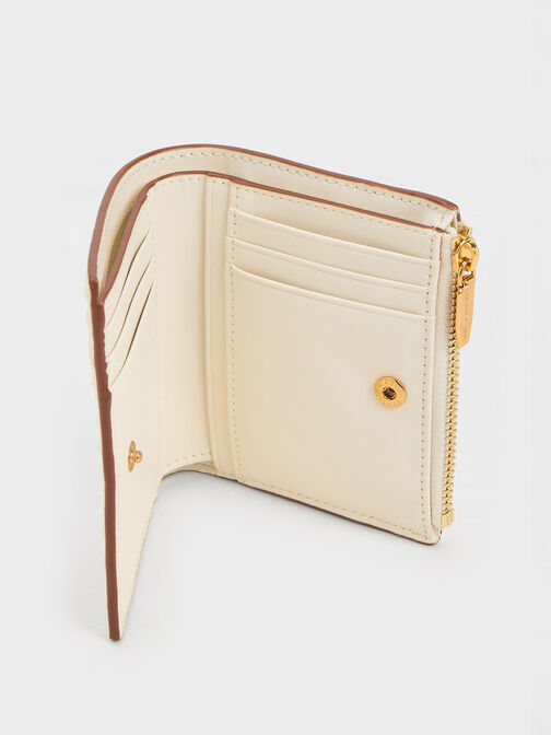 Apolline Textured Top-Zip Wallet, Cream, hi-res