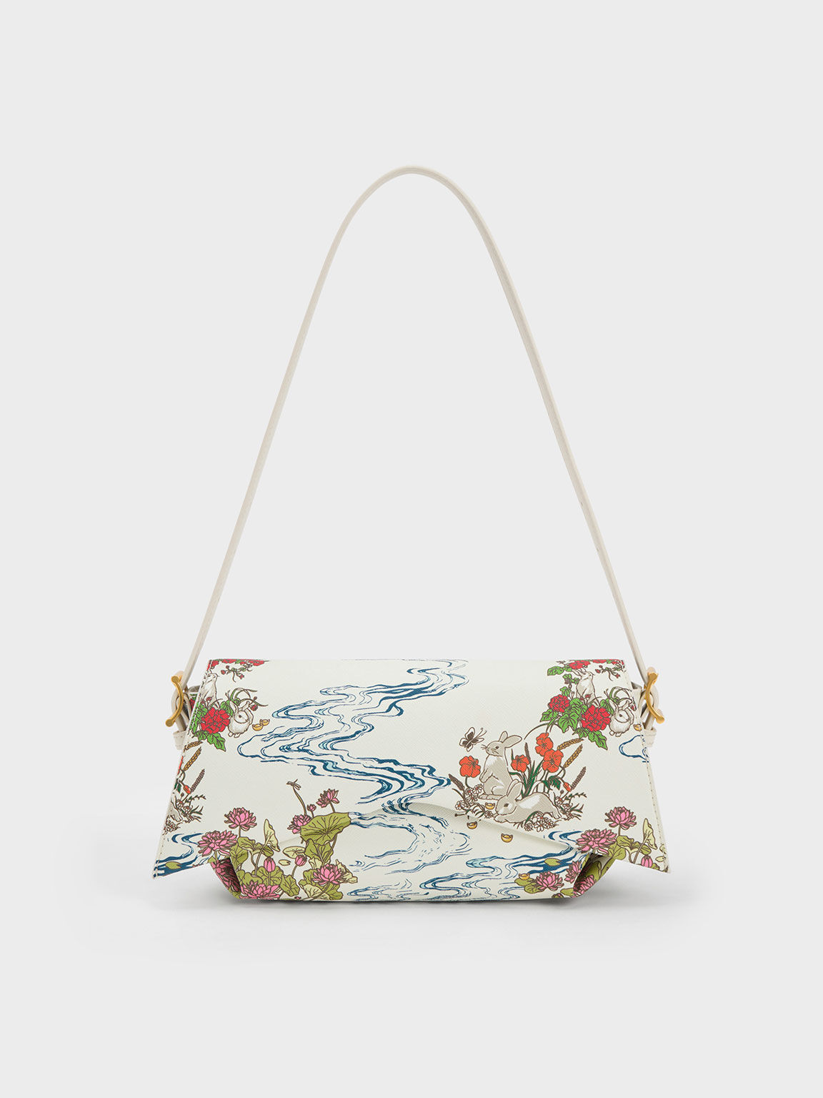 Rabbit Illustrated Geometric Bag, Cream, hi-res