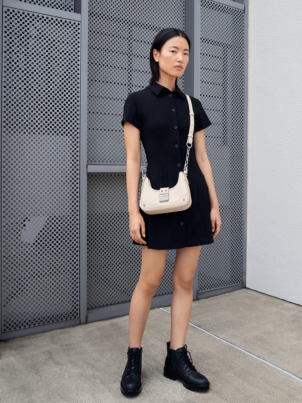 Oat Winslet Belted Hobo Bag - CHARLES & KEITH KR Oat Winslet Belted Hobo Bag - CHARLES & KEITH KR