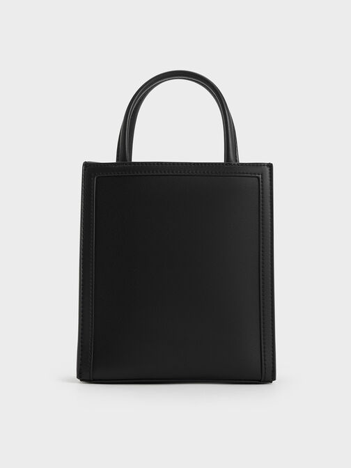 Bolso tote con doble asa, Negro, hi-res