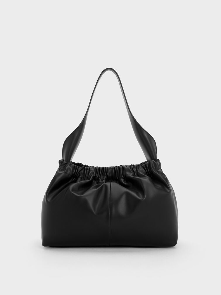 Large Black Leather Hobo Bag - Slouchy Shoulder Purse