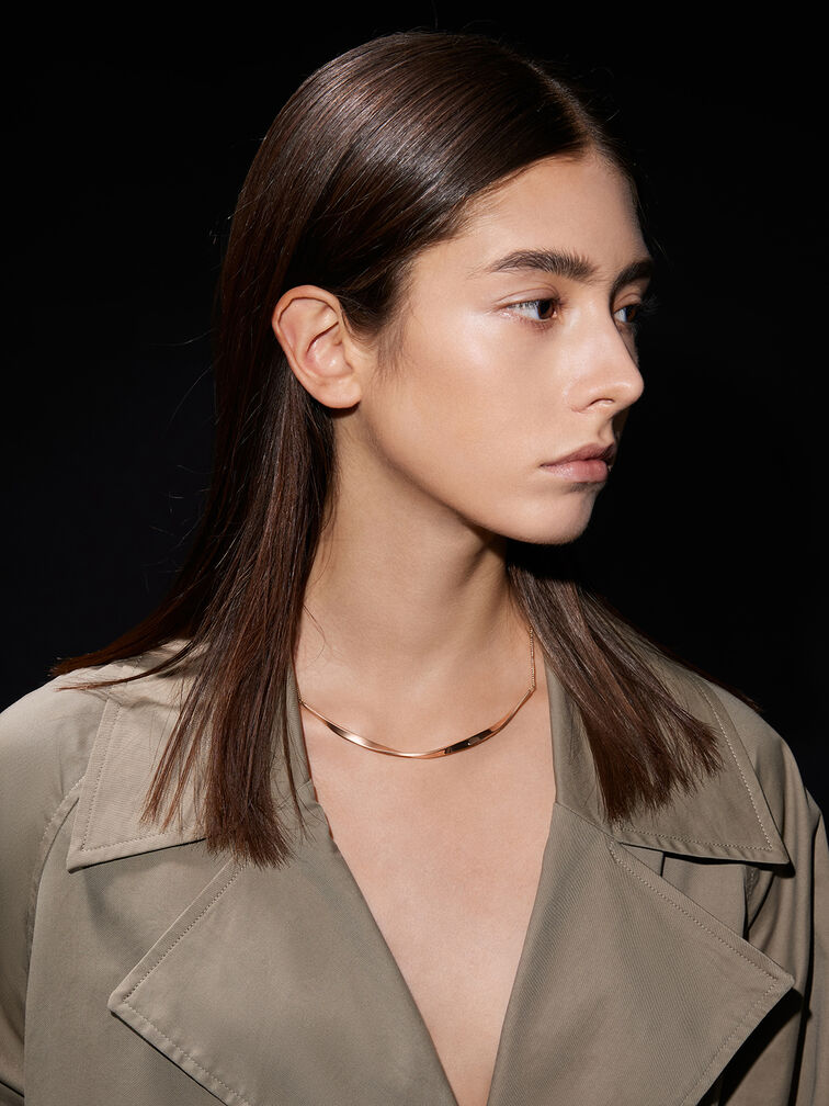 Collar Lena con barra girada, Oro rosa, hi-res