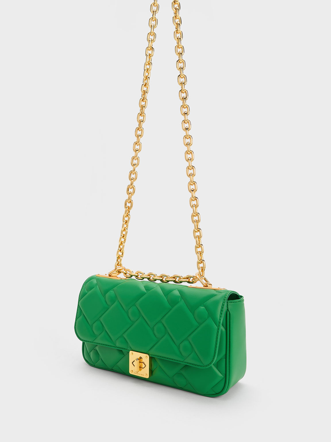 Tillie Quilted Chain Bag, Green, hi-res