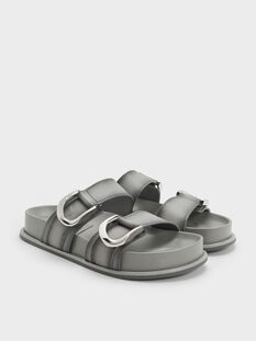 Gabine Leather Ombre Buckled Sandals, Light Grey, hi-res