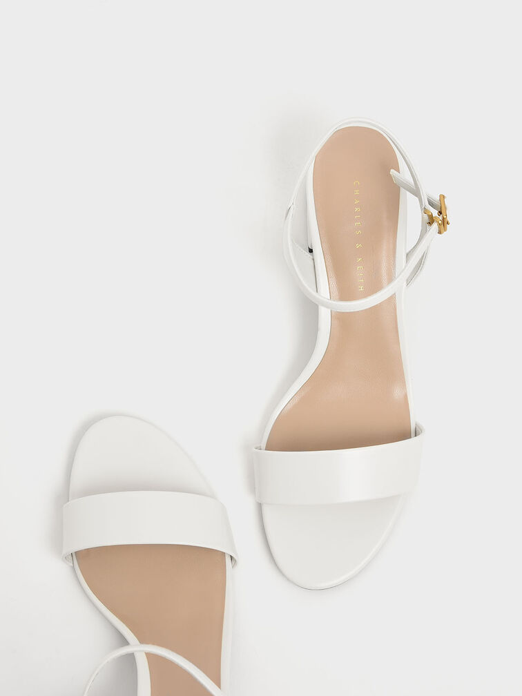 Chalk Open Toe Ankle Strap Block Heel Sandals - CHARLES & KEITH SG