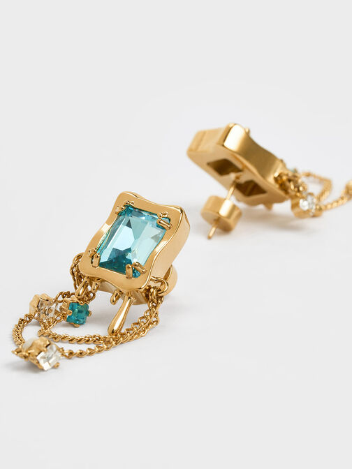 Zira Crystal Charm Drop Earrings, Gold, hi-res
