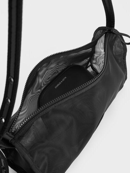 Bolso de malla alargado, negro azabache, hi-res