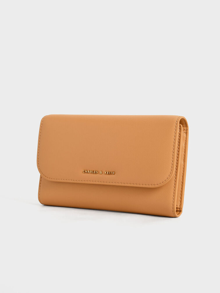 Magnetic Front Flap Long Wallet, Pumpkin, hi-res