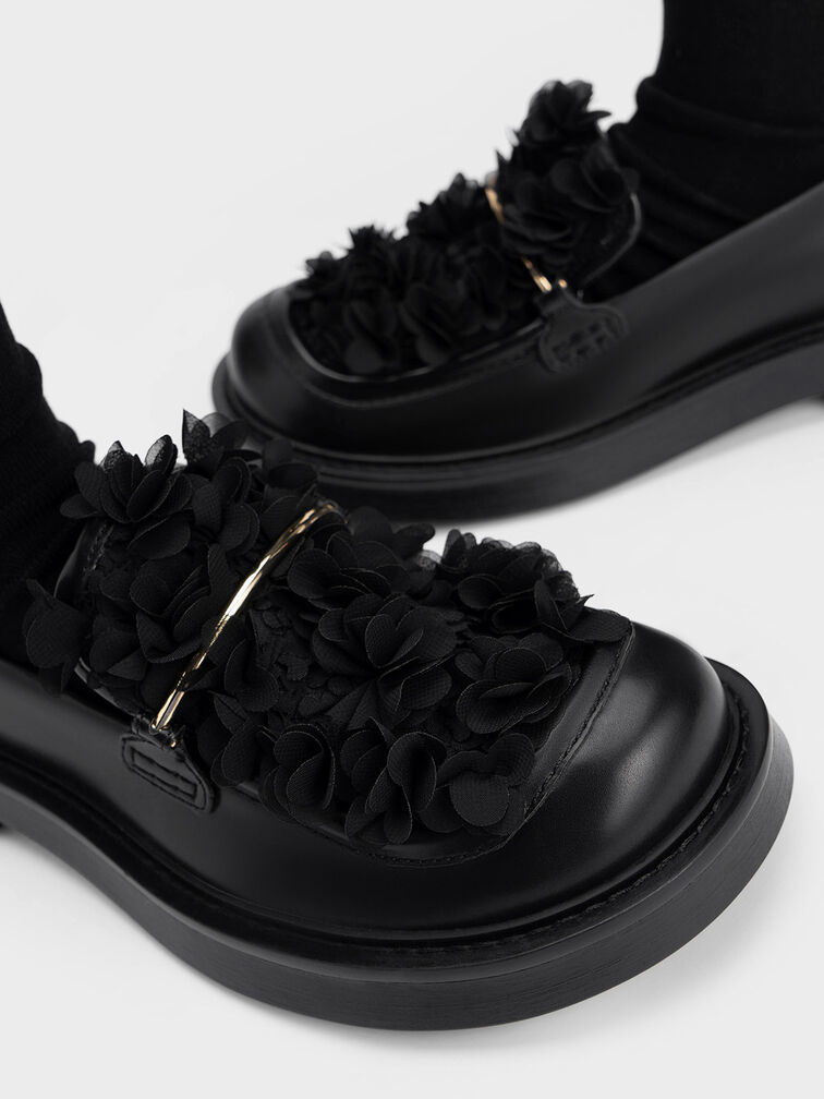 Mocasines de malla floral, Negro, hi-res