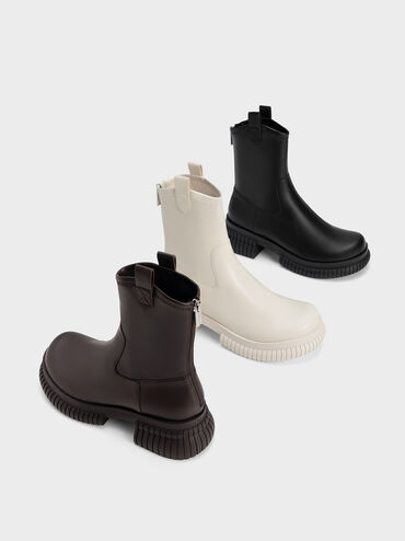 Elise Cowboy Platform Ankle Boots, Dark Brown, hi-res