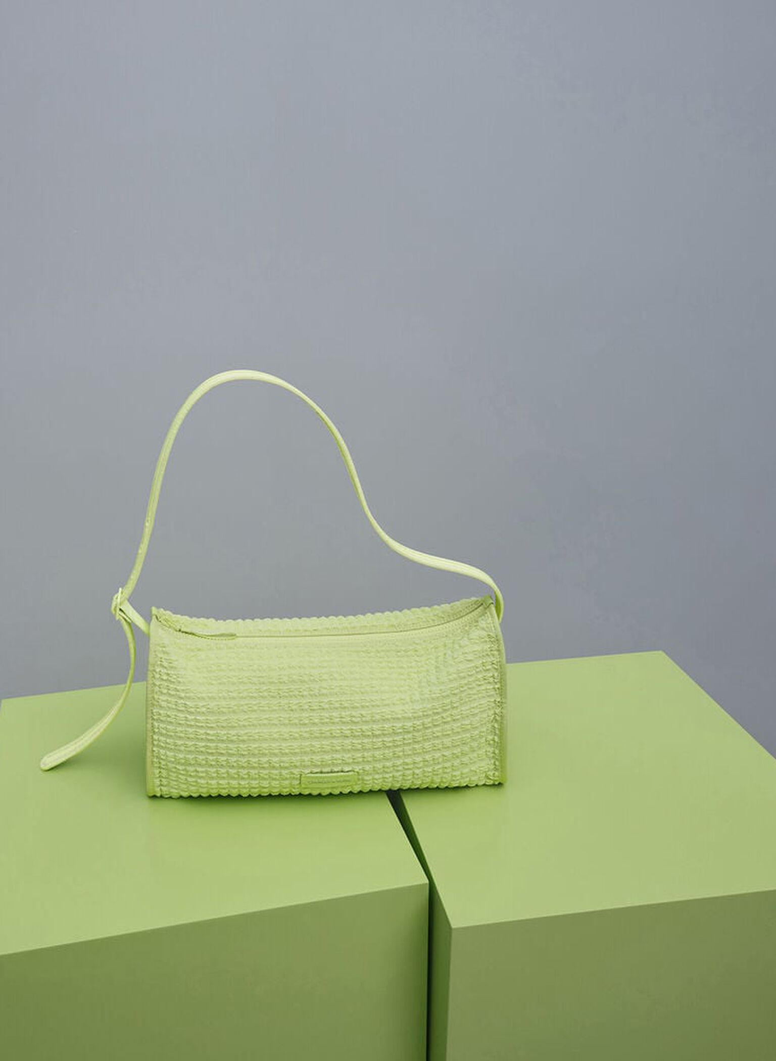 Textured Elongated Shoulder Bag, Zesty Green, hi-res
