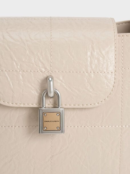 Suki Crinkle-Effect Top Handle Bag, Oat, hi-res