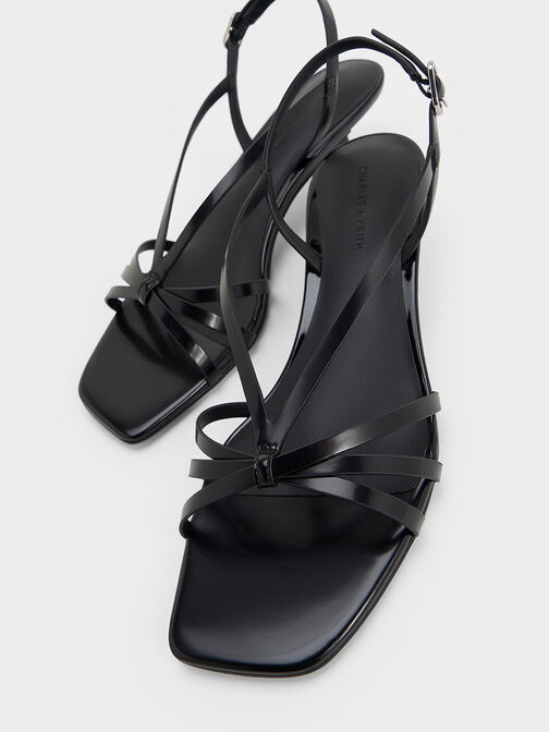 Strappy Kitten-Heel Sandals, Black Box, hi-res