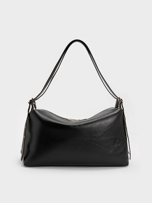 Rey Slouchy Shoulder Bag, Black, hi-res