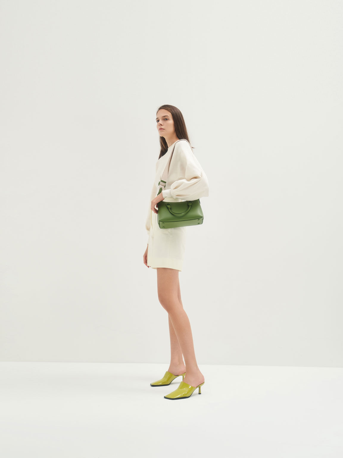 Double Handle Shoulder Bag, Green, hi-res