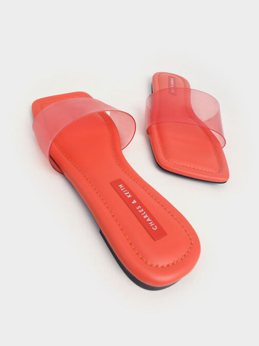Padded Slide Sandals, Orange, hi-res