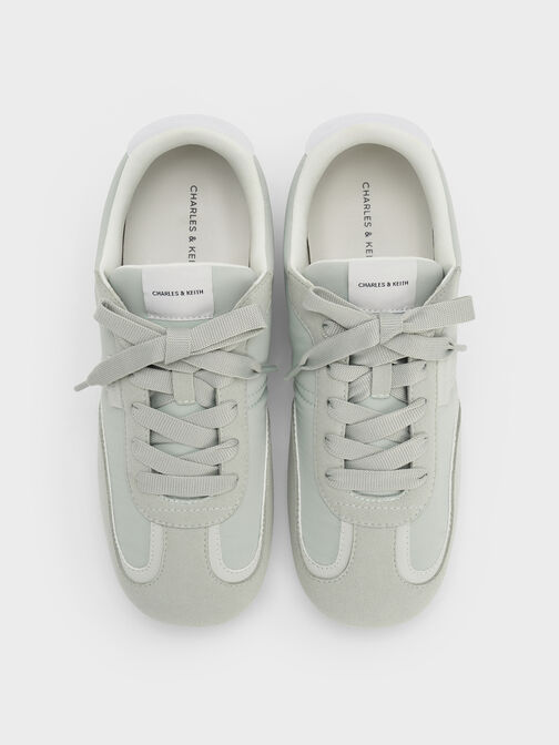Nylon Contrast-Panel Lace-Up Sneakers, Mint Green, hi-res