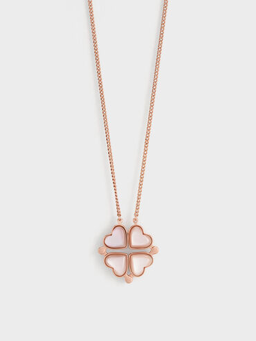 Annalise Clover Heart Necklace, Rose Gold, hi-res