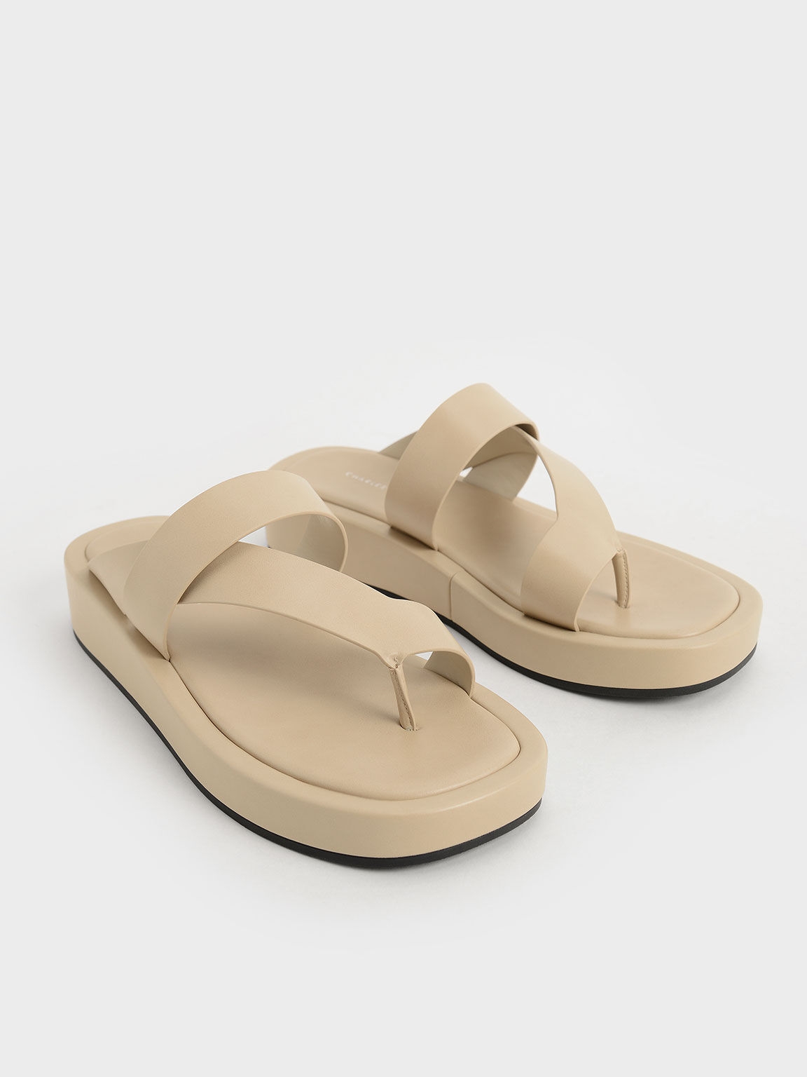Toe-Loop Platform Sandals, Beige, hi-res