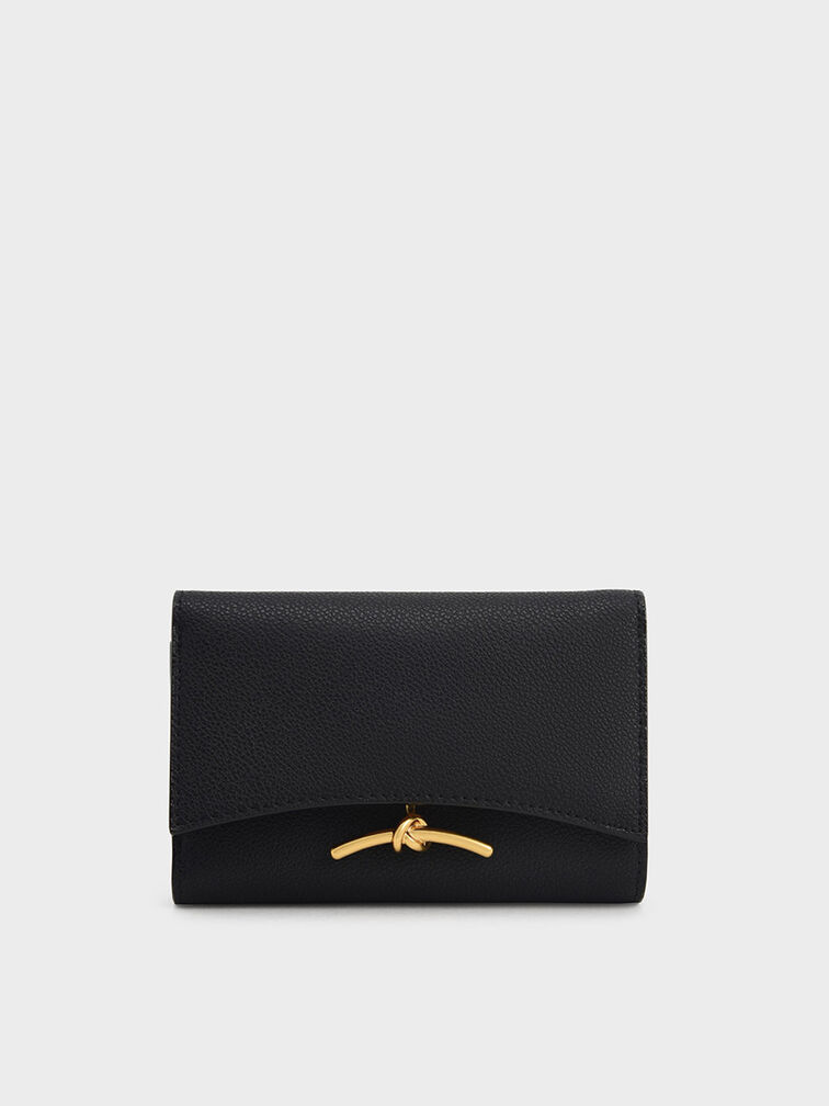 Huxley Metallic-Accent Front Flap Wallet, Black, hi-res
