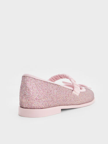 Girls' Glittered Mary Janes, Pink, hi-res