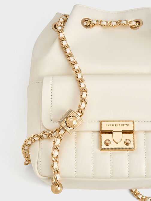 Mochila Donna de efecto arrugado, Crema, hi-res