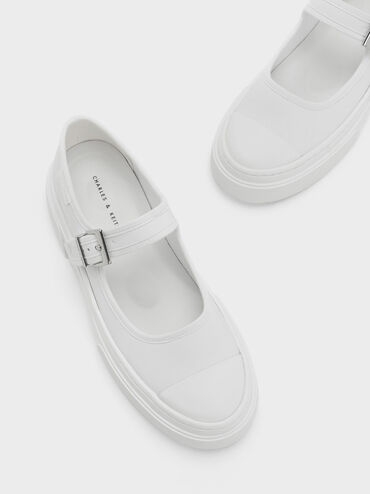 Two-Tone Mary Jane Sneakers, White, hi-res